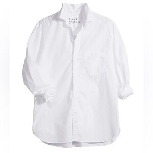 FRANK & EILEEN JOEDY WOVEN BUTTON UP white cotton long sleeve top